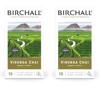 Birchall Tea Bags, Virunga Chai, Spiced Black Tea Bursting with Spicy Flavors, Gift For Tea Lovers, 2 Pack of 15 Plant Based Prism Tea Bags