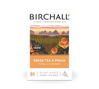 Birchall Tea | Green Tea & Peach | Green Tea Infusion | 1 Pack of 80 Plant-Based Prism Tea Bags
