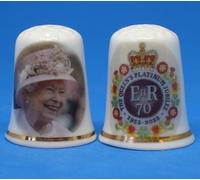 Birchcroft China China Collectible Thimble - Queen Elizabeth Platinum Jubilee