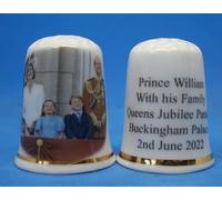 Birchcroft China Porcelain China Collectible Thimble - Prince William & Family at Jubilee Parade, White
