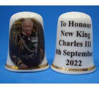 Birchcroft China Porcelain China Collectible Thimble - To Honour King Charles 111 - with Box, White
