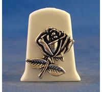 Birchcroft Porcelain China Collectable Thimble - Antique Silver Rose