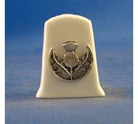 Birchcroft Porcelain China Collectable Thimble - Antique Silver Scotland Thistle