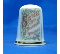 Birchcroft Porcelain China Collectable Thimble - Cross Stitch Sisters are Forever Friends - Free Box