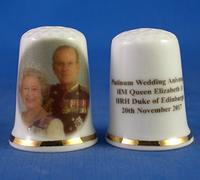 Birchcroft Porcelain China Collectable Thimble - H M Queen Elizabeth & Prince Philip Platinum Anniversary
