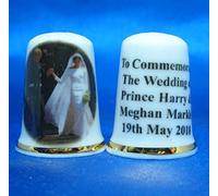 Birchcroft Porcelain China Collectable Thimble - Prince Harry and Meghan Royal Wedding Leaving the Chapel Box