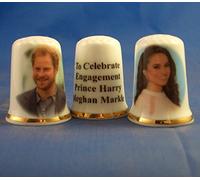 Birchcroft Porcelain China Collectable Thimble - Prince Harry & Meghan Markle Engagement Pair