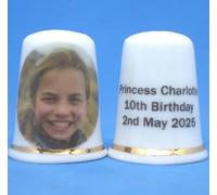 Birchcroft Porcelain China Collectable Thimble - Princess Charlotte 10th Birthday - Dome Gift Box