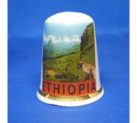 Birchcroft Porcelain China Collectable Thimble - Travel Poster Ethiopia - Free Box