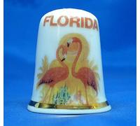 Birchcroft Porcelain China Collectable Thimble - Travel Poster Florida - Free Box