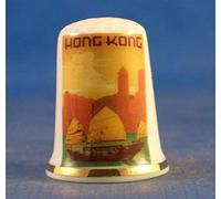 Birchcroft Porcelain China Collectable Thimble - Travel Poster Hong Kong