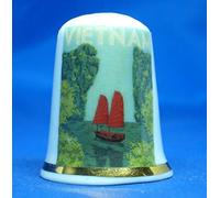 Birchcroft Porcelain China Collectable Thimble - Travel Poster Vietnam - Free Box
