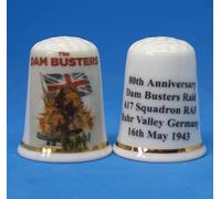 Birchcroft Porcelain China Collectible Thimble - Dam Busters 80th Anniversary - Dome Box