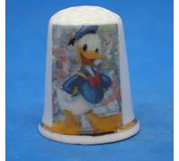 Birchcroft Porcelain China Collectible Thimble - Donald Duck Poster - Dome Box