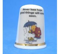 Birchcroft Porcelain China Collectible Thimble - Never Lose Hope - with Display Box