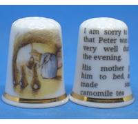Birchcroft Porcelain China Collectible Thimble - Peter Rabbit Unwell - with Display Box
