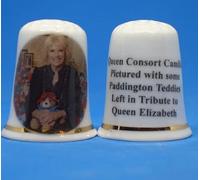 Birchcroft Porcelain China Collectible Thimble - Queen Consort Camilla & Teddies