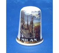 Birchcroft Porcelain China Collectible Thimble - Travel Poster Milan - Free Box