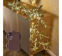 Birchlitland Lighted Olive Garland Battery Operated with Timer 6FT 96 LED Fairy Lights, Faux Vine with Lights for Mantel Fireplace Wall Patio Wedding and Holiday Decor