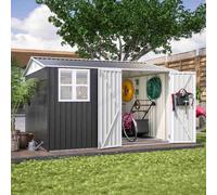 Birchtree 10X10Ft Steel Apex Garden Shed Tool Equipment Organize W/window Door Anthracite