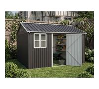 Birchtree 10X12Ft Apex Metal Garden Shed W/ Base, Dual Windows, Anthracite