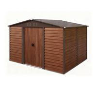 Birchtree 10X8Ft Galvanized Metal Garden Shed Outdoor Tool Storage Shed With Base Brown