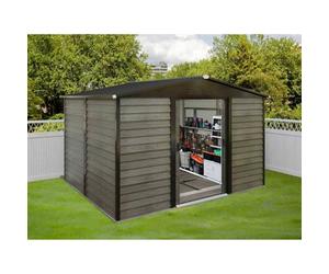 Birchtree 10X8Ft Galvanized Metal Garden Shed Outdoor Tool Storage Shed With Base Grey