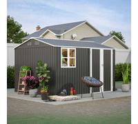 Birchtree 10X8Ft Steel Apex Garden Shed Tool Equipment Organize W/window Door Anthracite