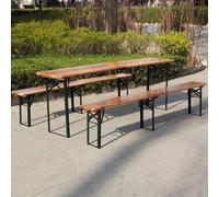 Birchtree 3 Piece Wooden Folding Picnic Dining Outdoor Table Bench Set 2.2M