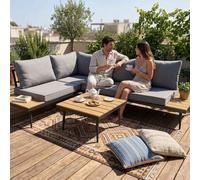 Birchtree 3-Seater Garden Furniture Set Corner Sofa Conversation Set W/coffee Table Grey
