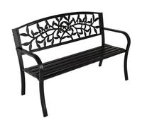 Birchtree 3 Seater Metal Garden Bench Steel Cast Iron Back 125Cm Outdoor Patio Seat C079