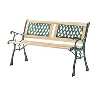 Birchtree 3 Seater Wooden Cross Lattice And Slat Style Garden Bench Park Seat With Cast Iron Legs Armrest