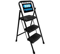 Birchtree 3 Step Ladder Heavy Duty Folding Steel 250Kg Non-Slip Feet Safety Lock