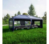 Birchtree 3X6M Outdoor Pe Gazebo Patio Shade Canopy Waterproof 6 Pieces Sidewalls Blue