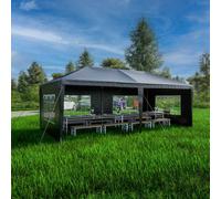 Birchtree 3X6M Outdoor Pe Gazebo Patio Shade Canopy Waterproof 6 Pieces Sidewalls Grey