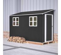 BIRCHTREE 4x10ft Lean To Garden Shed Metal Storage House Pent Roof Anthracite