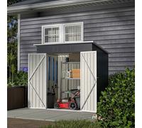 Birchtree 4X6Ft Metal Garden Shed Pent Roof Free Foundation Base Storage House Anthracite