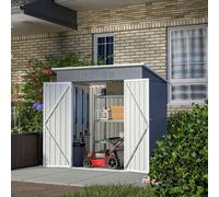 Birchtree 4X6Ft Metal Garden Shed Pent Roof With Free Foundation Base Storage House Grey