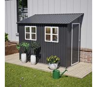 Birchtree 4X8Ft Lean To Garden Shed Metal Storage House Pent Roof Anthracite