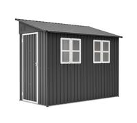 BIRCHTREE 4x8ft Lean To Garden Shed Metal Storage House Pent Roof Anthracite