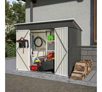 Birchtree 4X8Ft Metal Garden Shed Pent Roof Free Foundation Base Storage House Anthracite