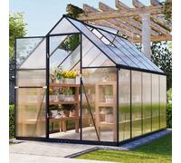 BIRCHTREE 6X10FT Polycarbonate Greenhouse Dark Grey