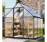 Birchtree 6X6Ft Polycarbonate Greenhouse Walk-In Green House Aluminium Frame