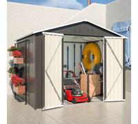 Birchtree 8X6Ft Metal Garden Shed Apex Roof With Free Foundation Storage House Anthracite