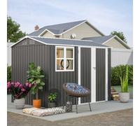 Birchtree 8X6Ft Steel Apex Garden Shed Tool Equipment Organize W/window Door Anthracite