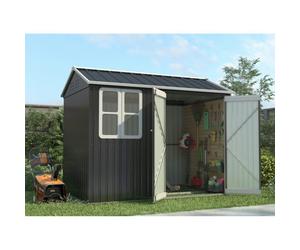 Birchtree 8X6Ft Steel Apex Garden Shed Tool Equipment Organize W/window Door Anthracite