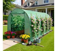 BIRCHTREE Galvanised Frame Polytunnel Greenhouse - Green / 5M (L) x 2M (W) x 2M (H) / 19MM Gauge Steel Frame
