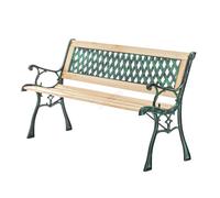 BIRCHTREE Garden Bench 3 Seater Outdoor Wooden Cast Iron Legs Park Seat Furnitur