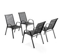 BIRCHTREE Garden Chairs Set of 4 Stackable Black