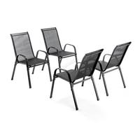 Birchtree Garden Chairs Set Of 4 Stackable Garden Furniture Deck Dining Chair Black
